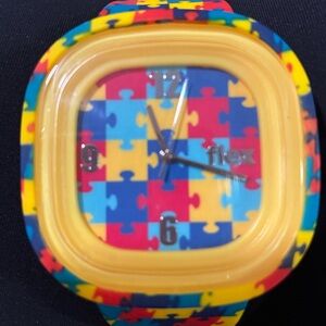 Colorful Puzzle Pattern Flex watch.